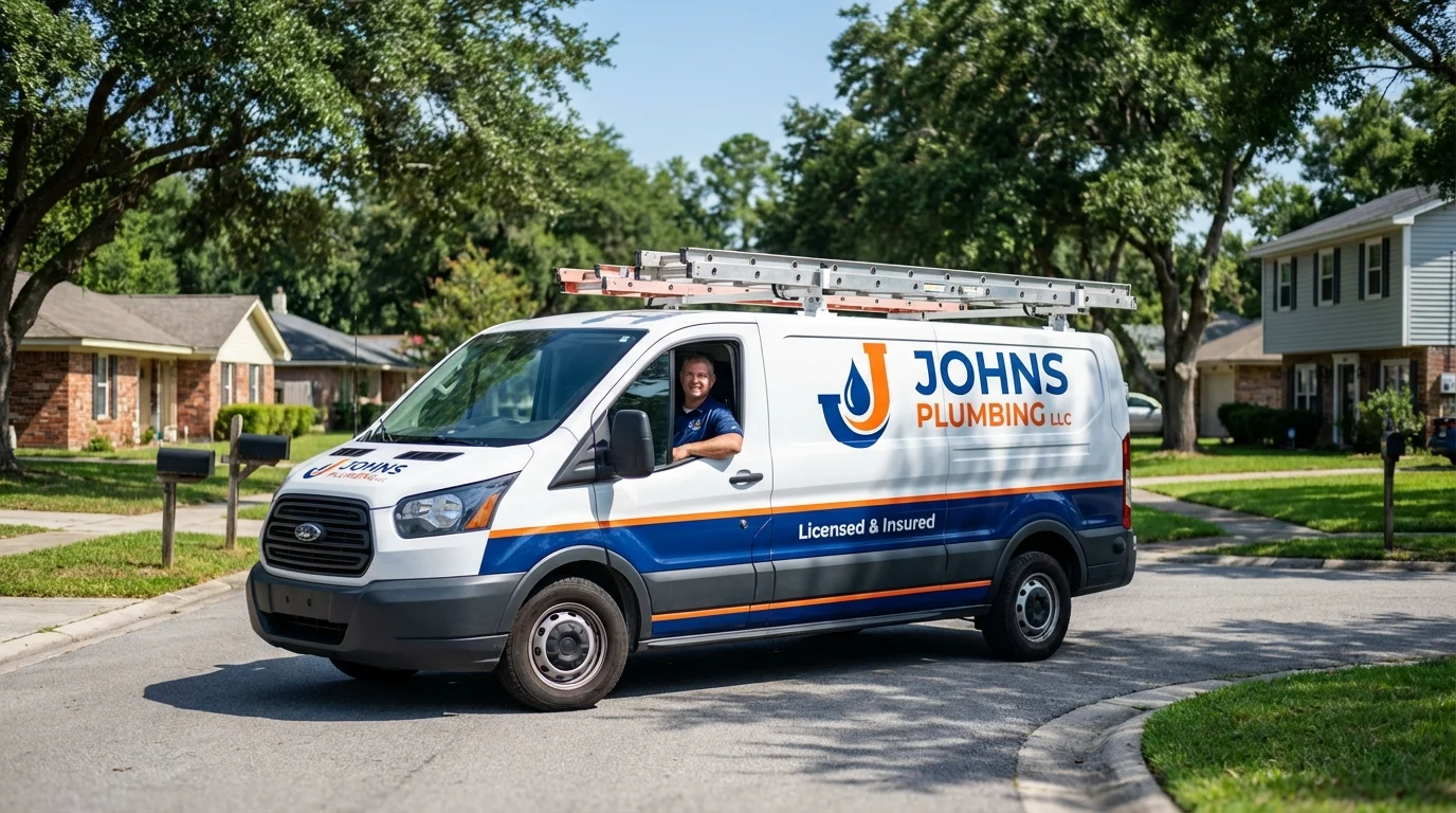 Johns Plumbing LLC service van in Big Sandy, TX