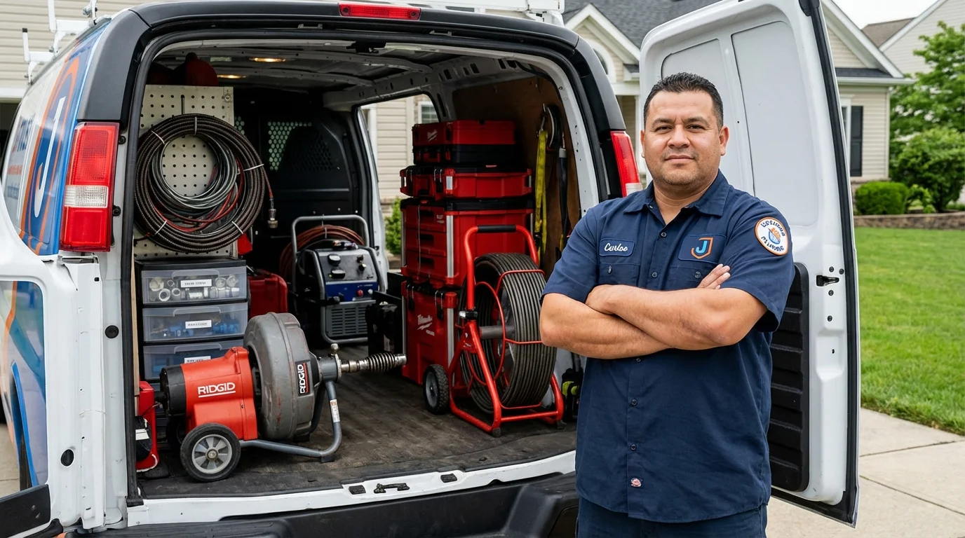 Professional drain cleaning equipment and Johns Plumbing LLC plumber in Big Sandy