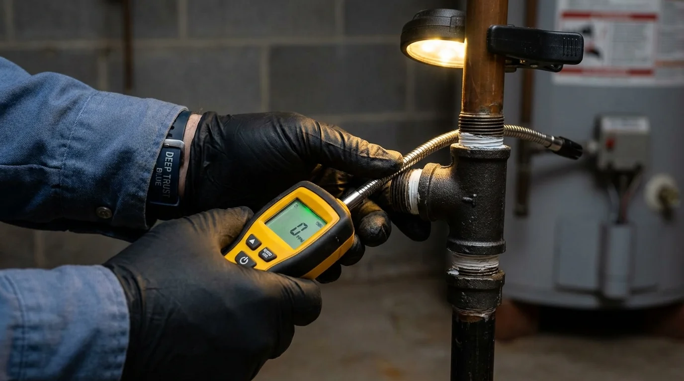 Gas leak detection with electronic sniffer by Johns Plumbing LLC in Big Sandy